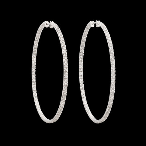 18kt White Gold Large Diamond Hoop Earrings