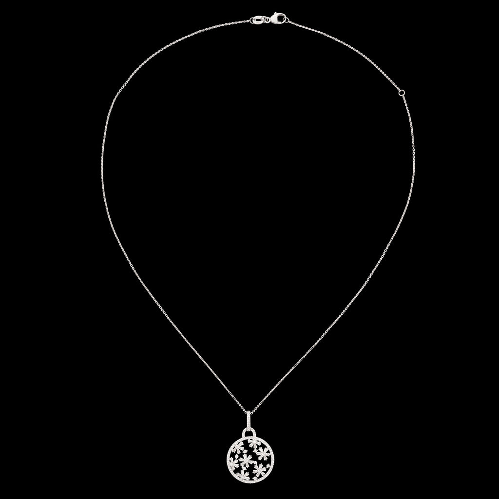 18 karat White Gold Diamond Floral Pendant necklace