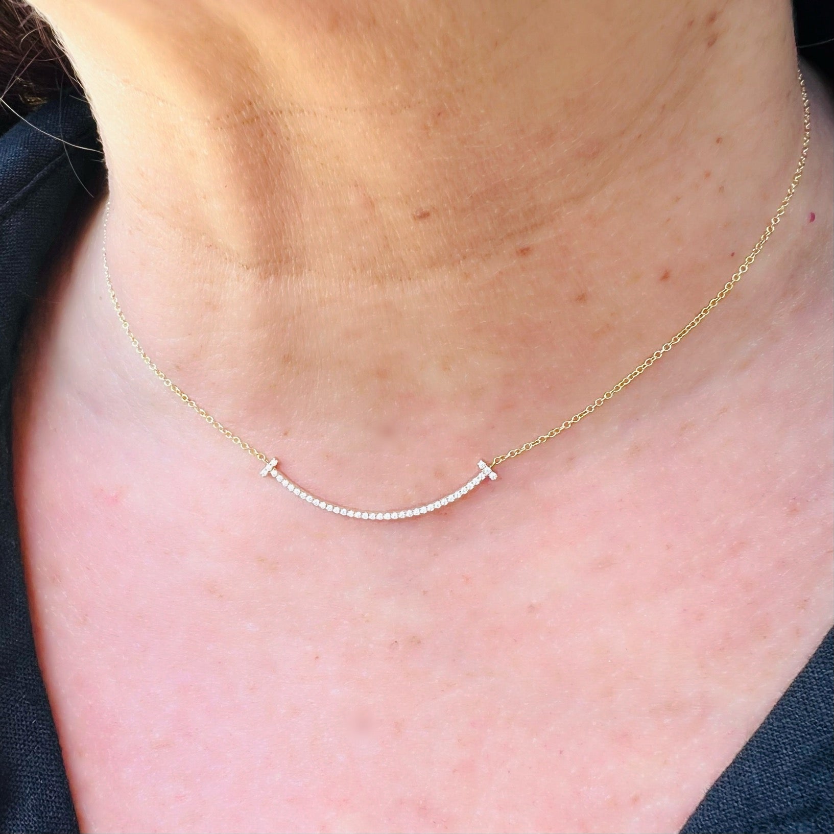 Tiffany T-Smile Diamond Pendant Necklace 66mint Fine Estate Jewelry