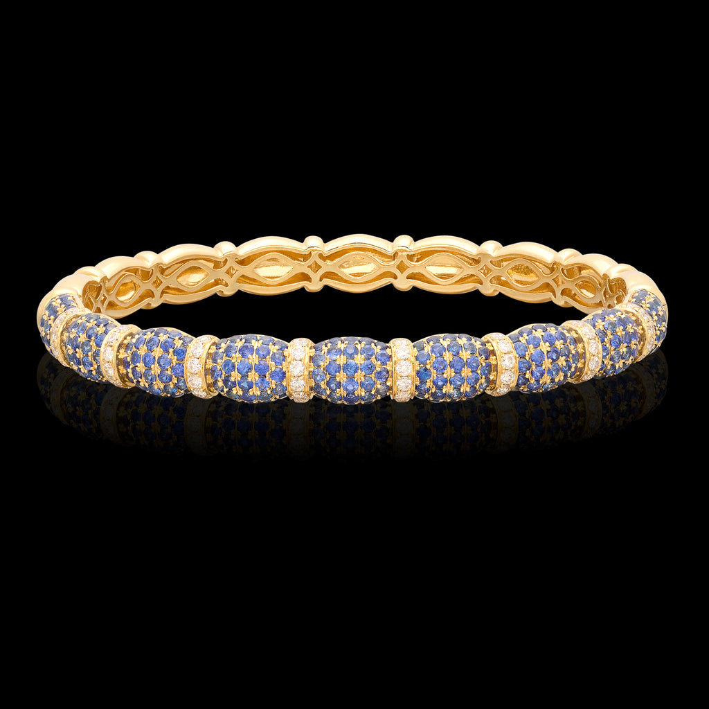 18kt Yellow Gold Diamond & Sapphire Bangle Bracelet