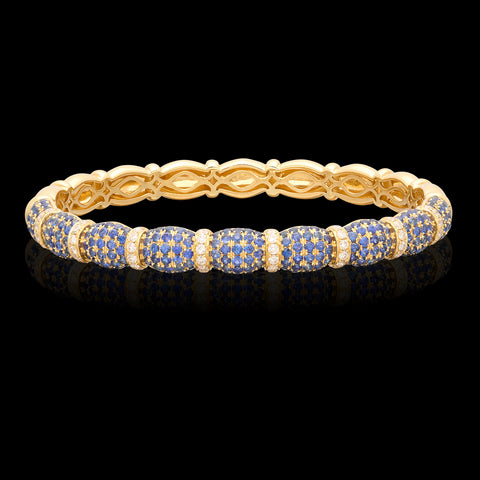 18kt Yellow Gold Diamond & Sapphire Bangle Bracelet