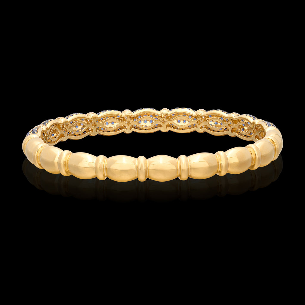 18kt Yellow Gold Diamond & Sapphire Bangle Bracelet