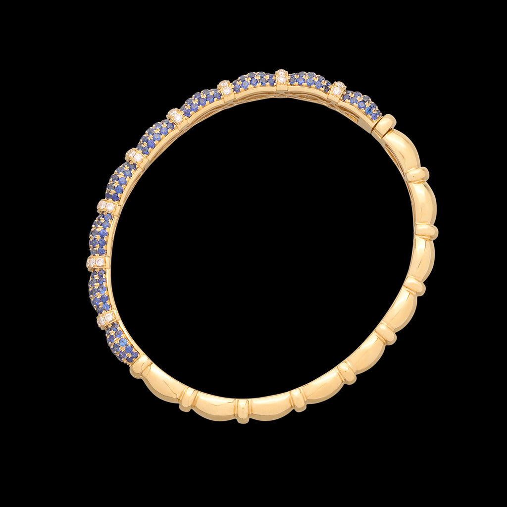 18kt Yellow Gold Diamond & Sapphire Bangle Bracelet