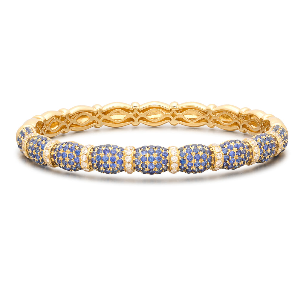18kt Yellow Gold Diamond & Sapphire Bangle Bracelet