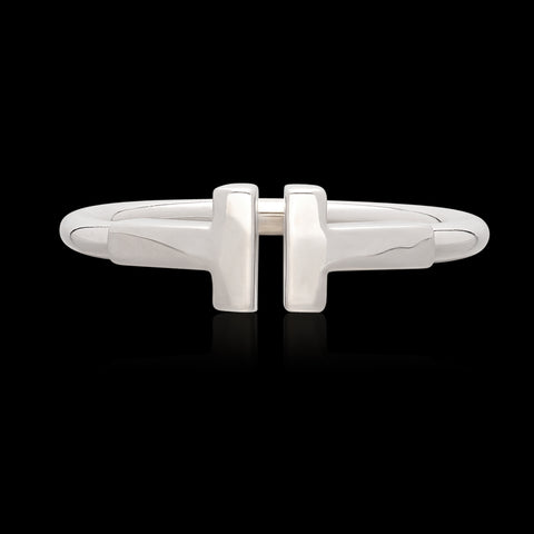 18kt White Gold "T" ring by Tiffany & Co.
