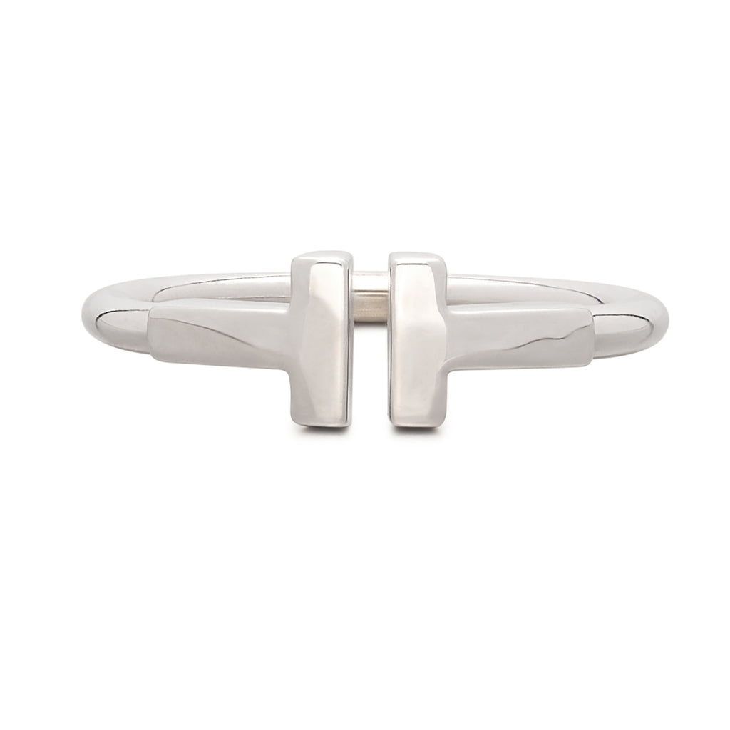18kt White Gold "T" ring by Tiffany & Co.