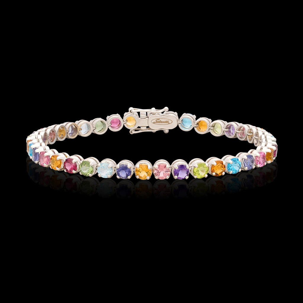 18kt White Gold Multi-Colored Gemstone Bracelet by Salavetti