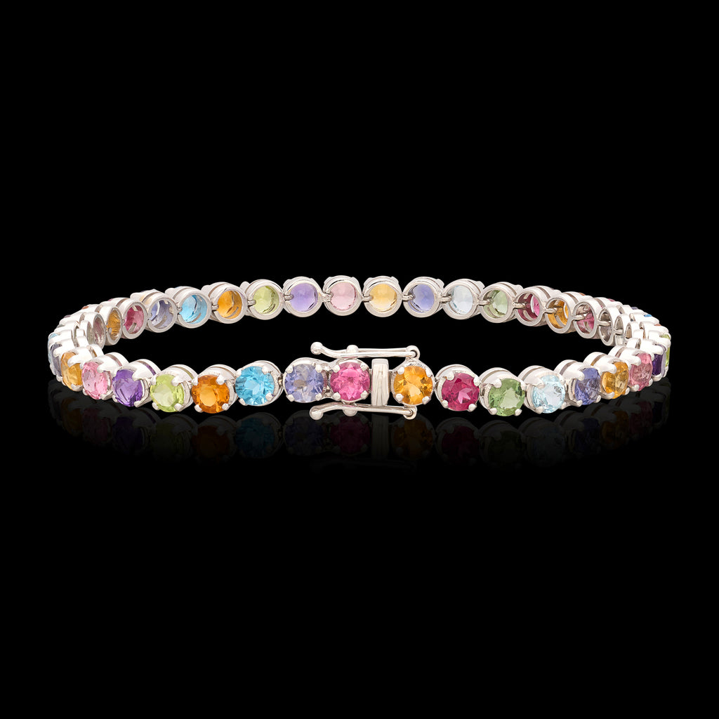 18kt White Gold Multi-Colored Gemstone Bracelet by Salavetti
