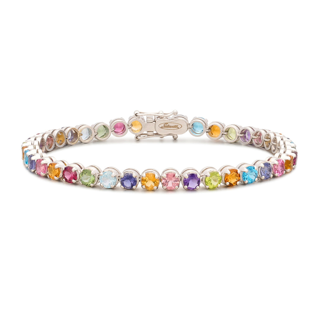 18kt White Gold Multi-Colored Gemstone Bracelet by Salavetti
