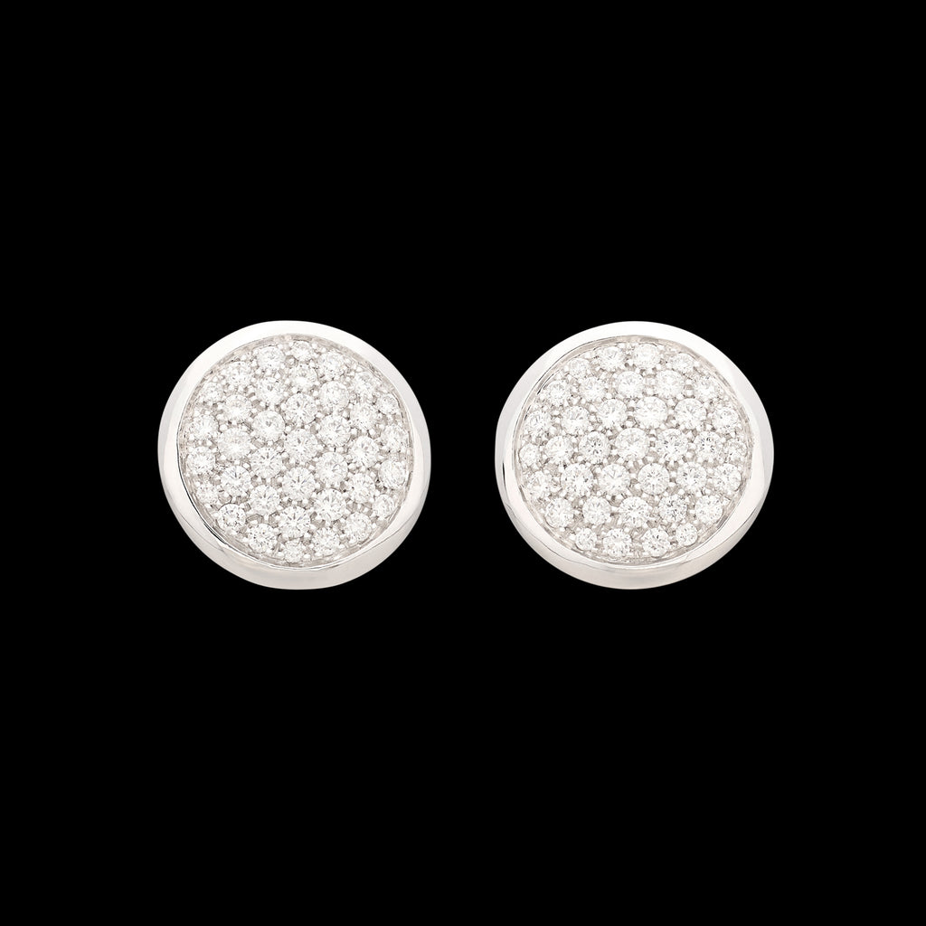 18kt White Gold Diamond Disc Earrings by Pizzo