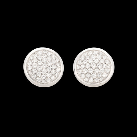18kt White Gold Diamond Disc Earrings by Pizzo