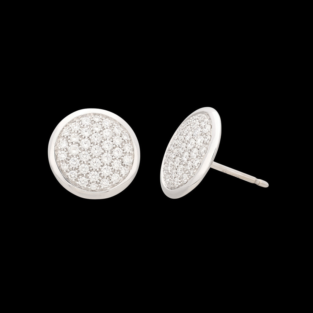 18kt White Gold Diamond Disc Earrings by Pizzo