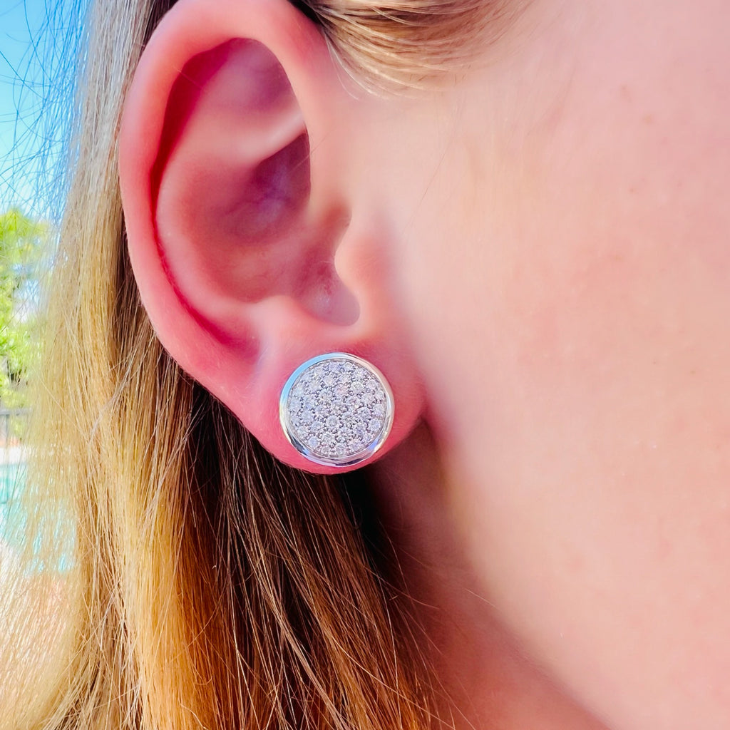 18kt White Gold Diamond Disc Earrings by Pizzo