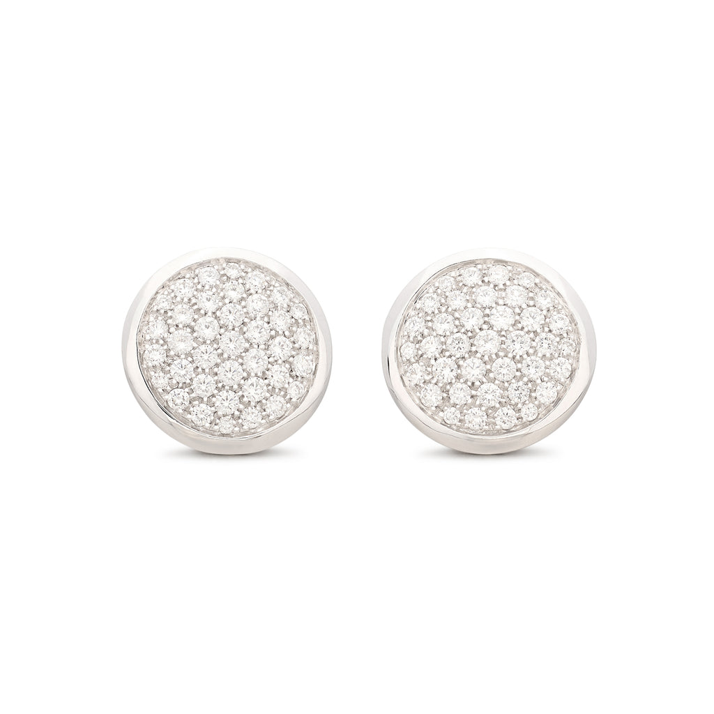 18kt White Gold Diamond Disc Earrings by Pizzo