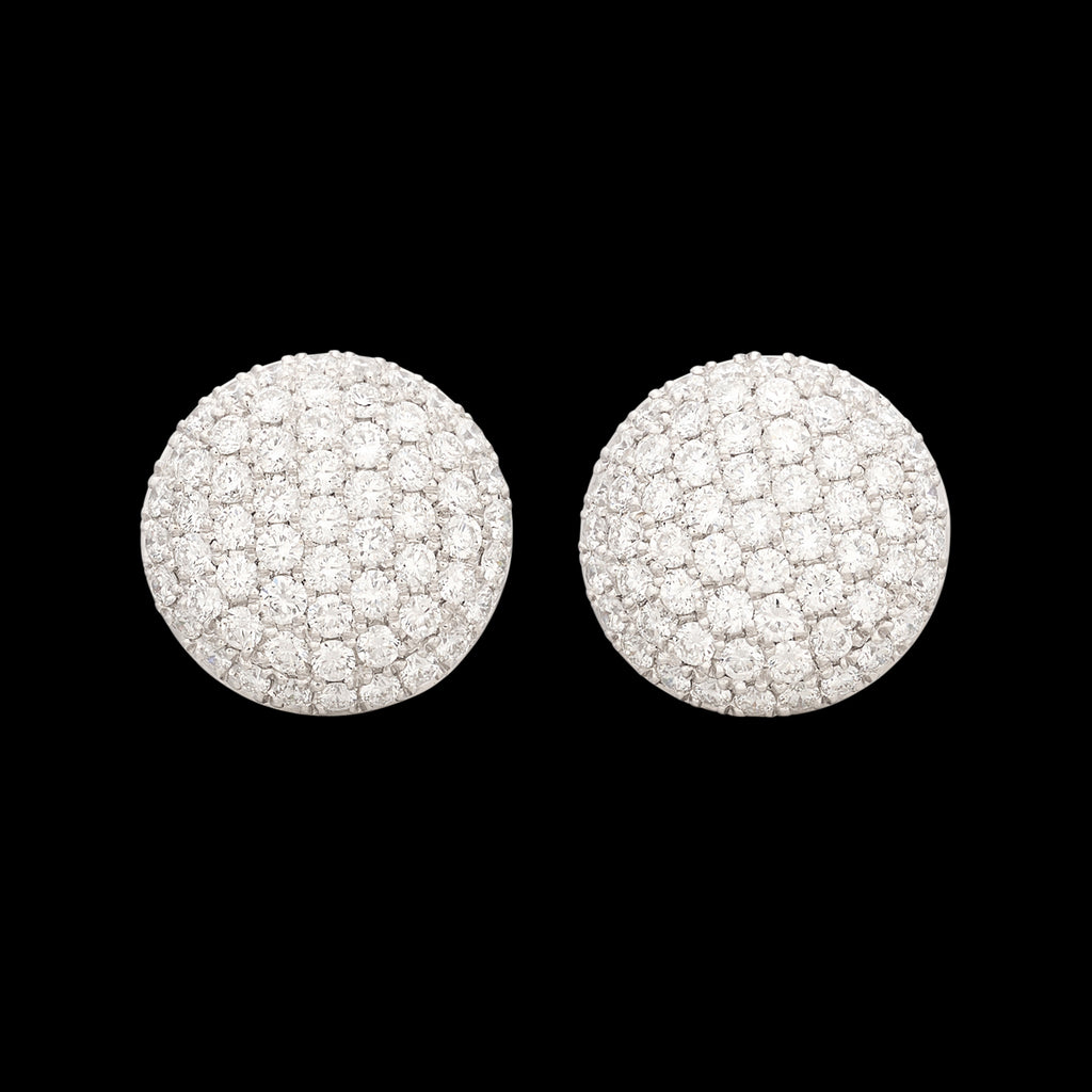 18kt White Gold Diamond Disc Earrings