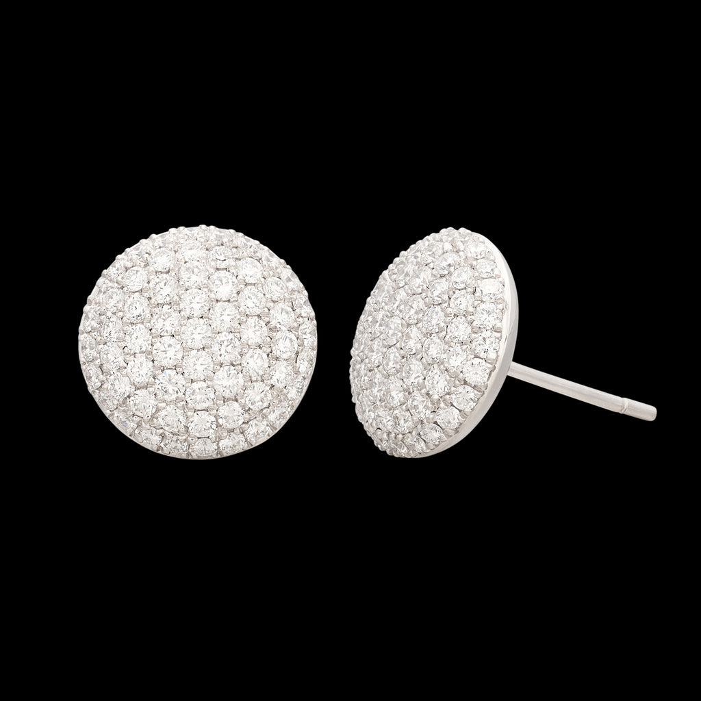 18kt White Gold Diamond Disc Earrings
