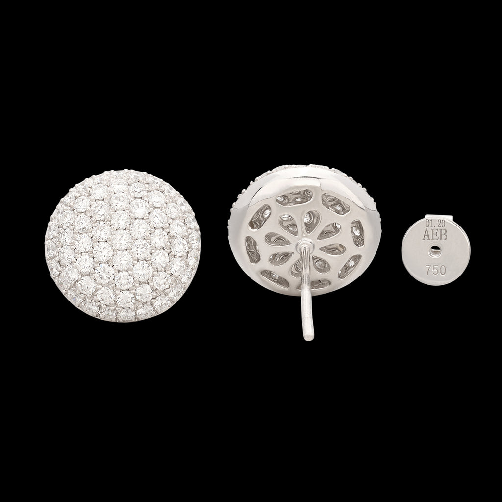 18kt White Gold Diamond Disc Earrings