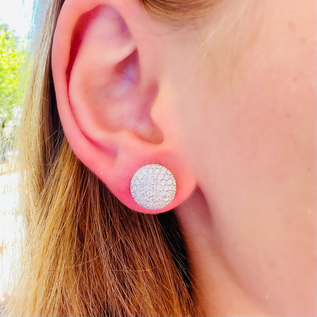 18kt White Gold Diamond Disc Earrings