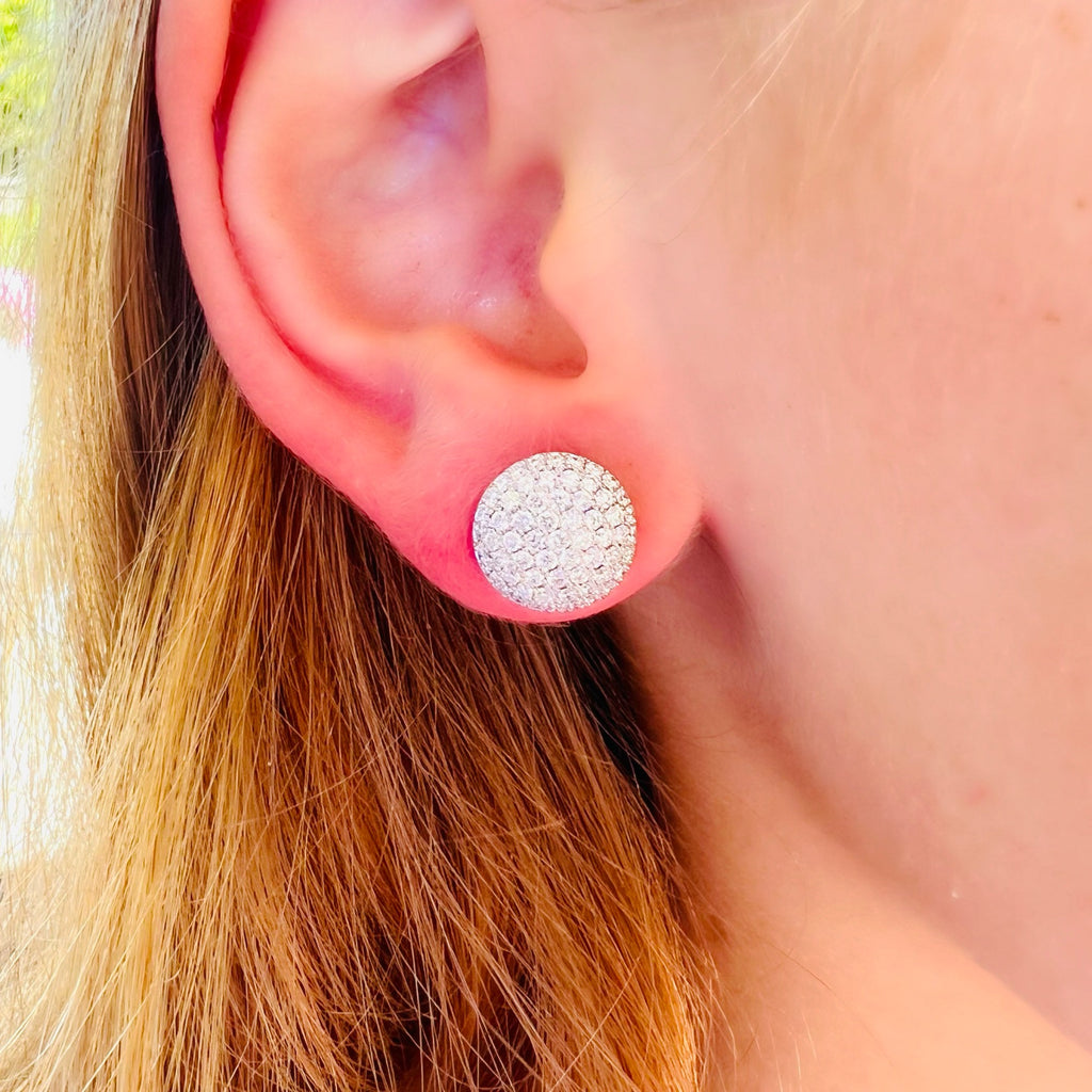 18kt White Gold Diamond Disc Earrings