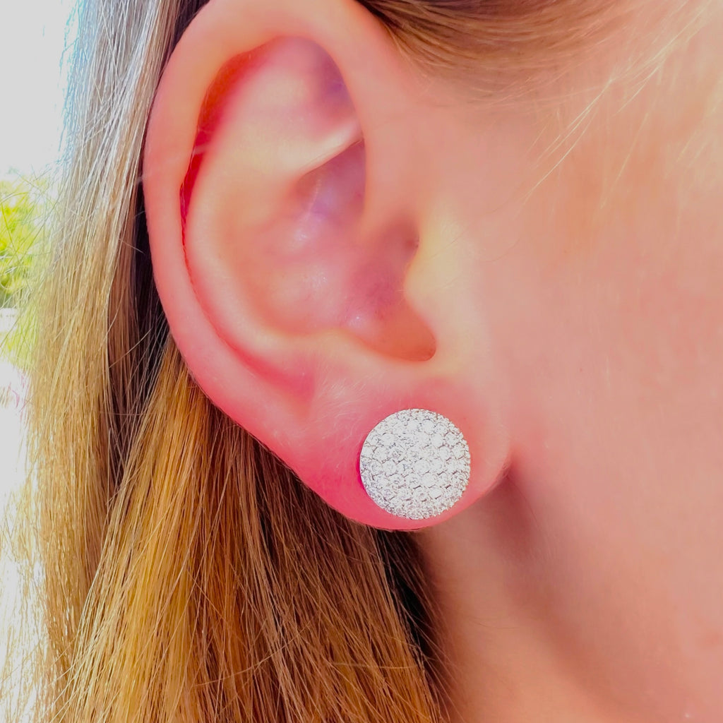 18kt White Gold Diamond Disc Earrings