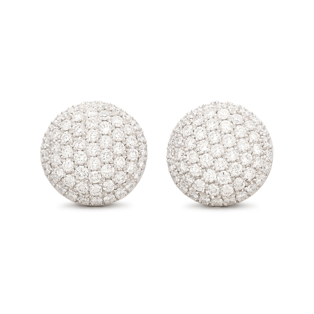 18kt White Gold Diamond Disc Earrings