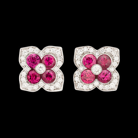 18kt White Gold Ruby & Diamond Earrings