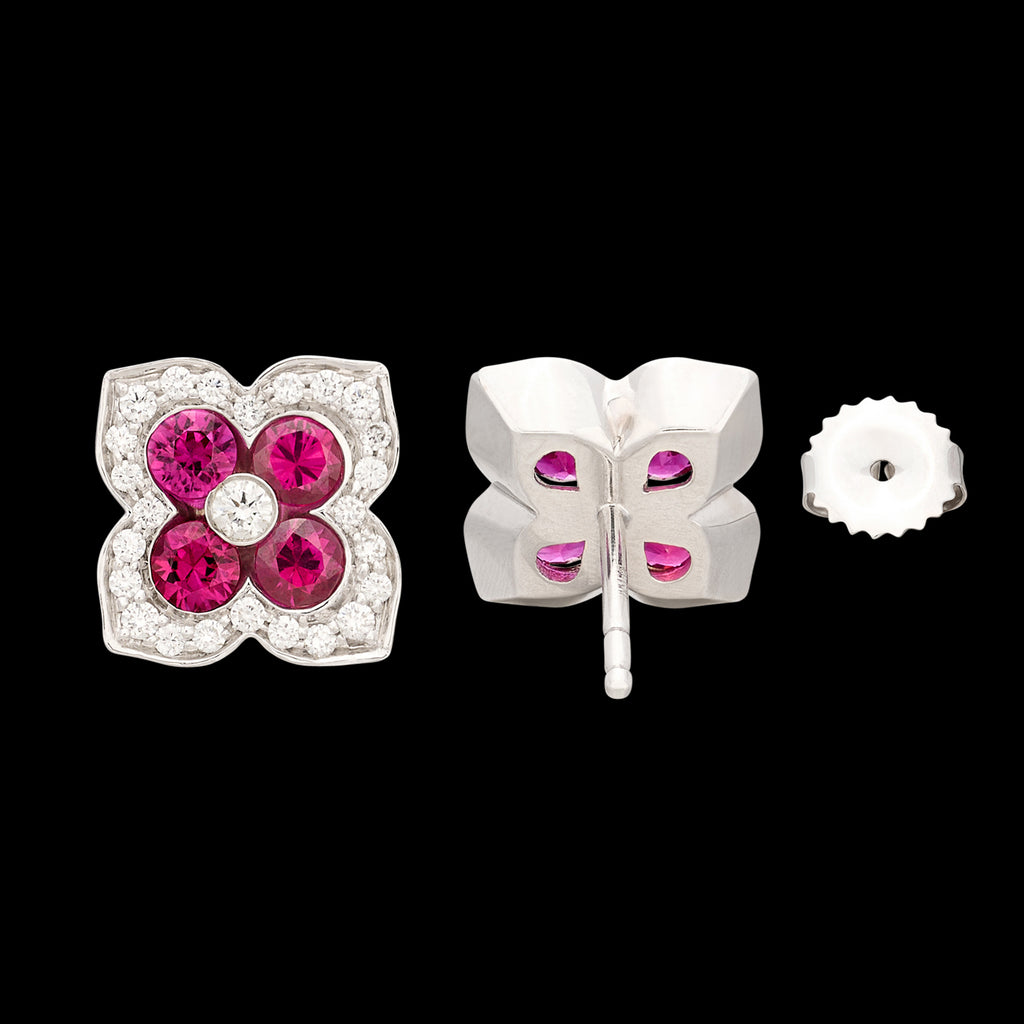 18kt White Gold Ruby & Diamond Earrings