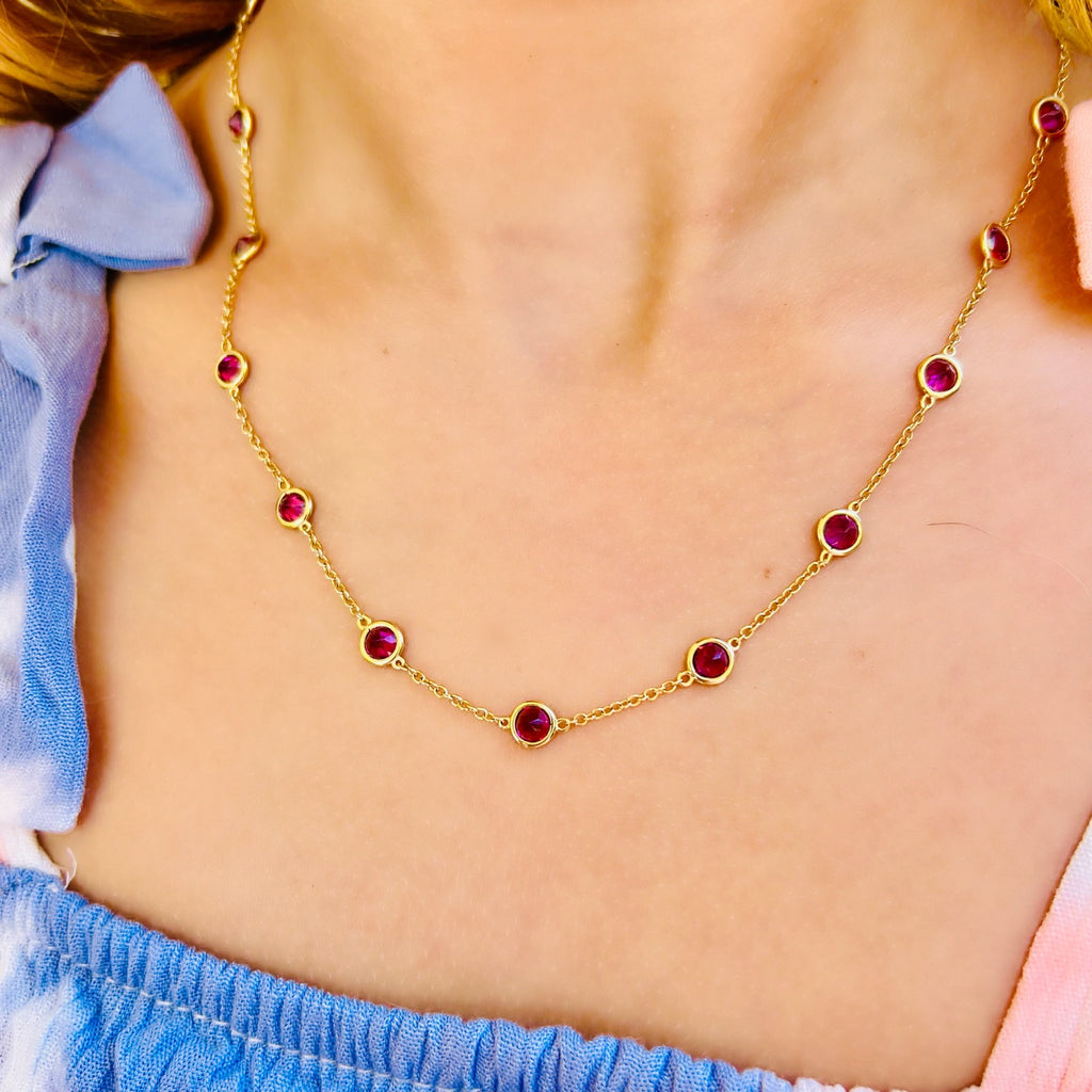 18kt Yellow Gold Garnet Necklace by Salavetti