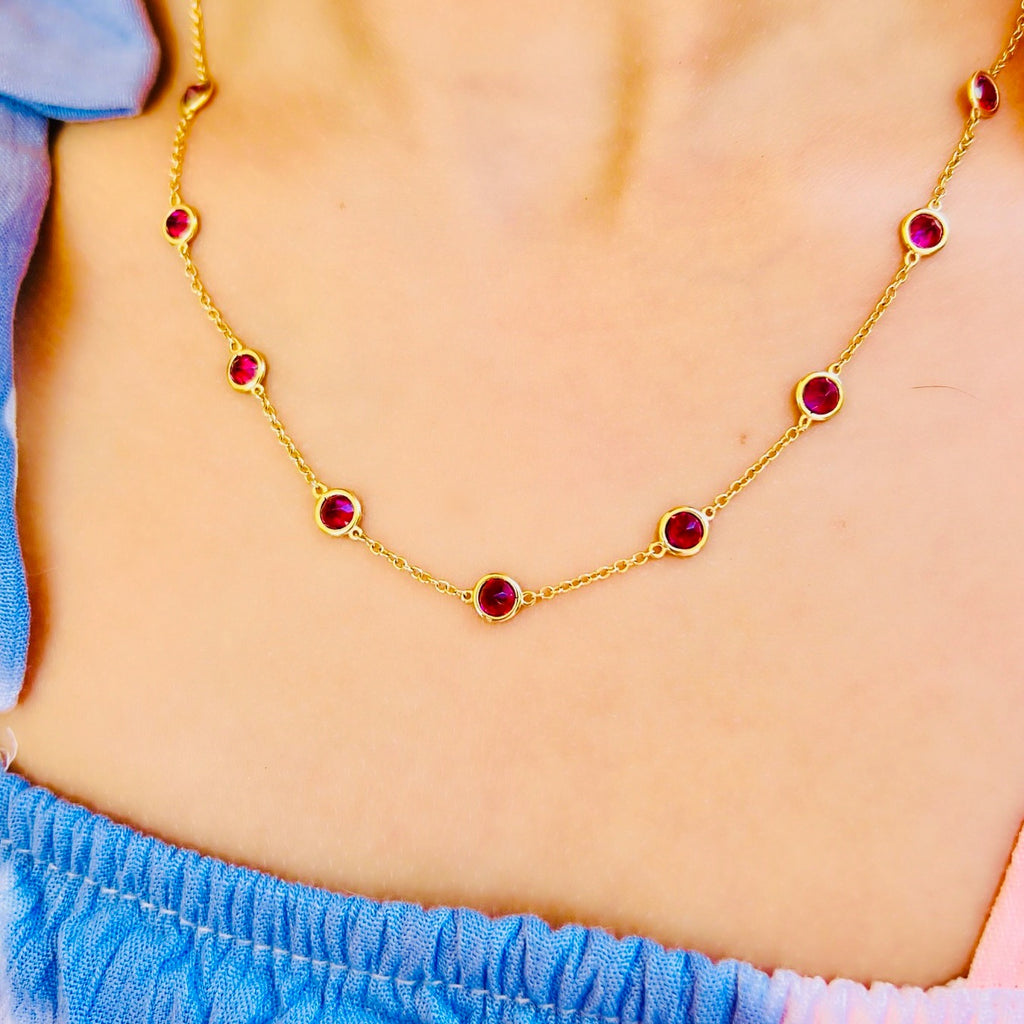 18kt Yellow Gold Garnet Necklace by Salavetti