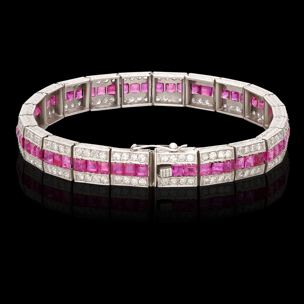 Art Deco Burma Ruby & Diamond Bracelet