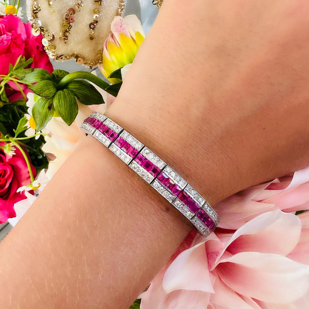 Art Deco Burma Ruby & Diamond Bracelet