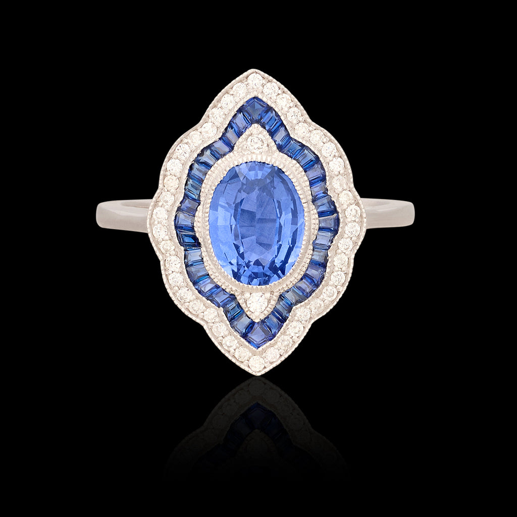 Art Deco Style Sapphire & Diamond Ring