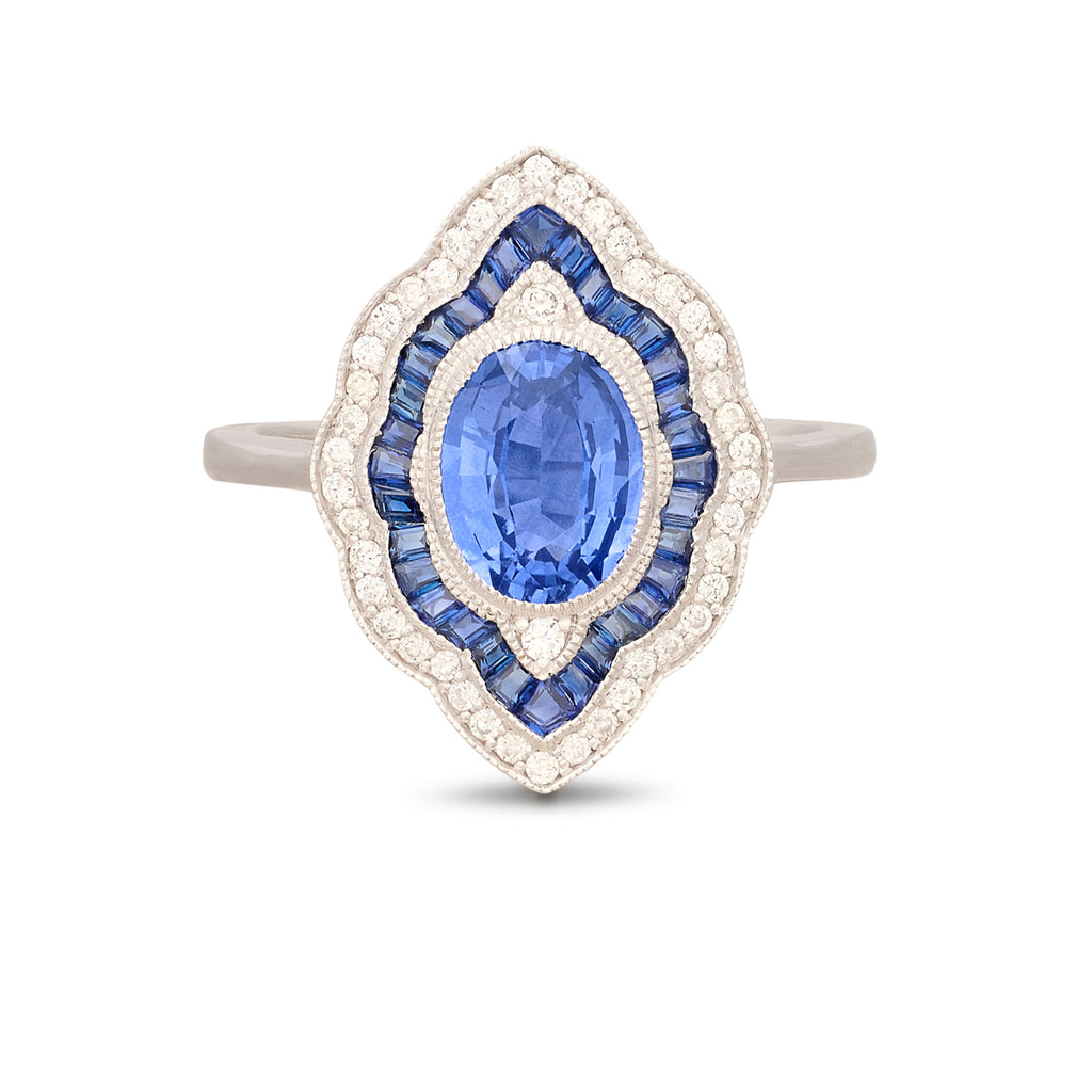 Art Deco Style Sapphire & Diamond Ring