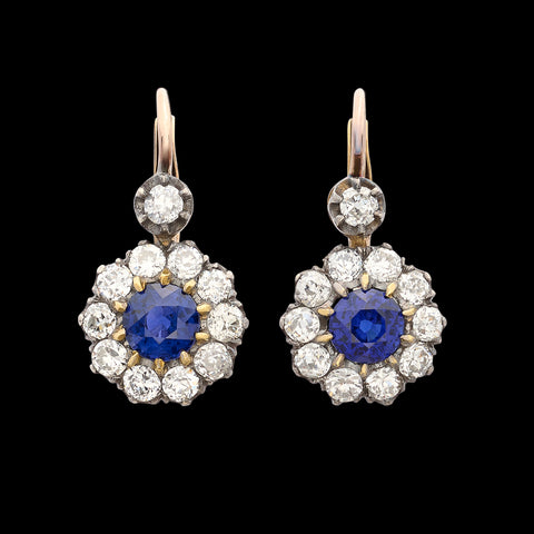 Elegant Sapphire & Diamond Dangle Earrings