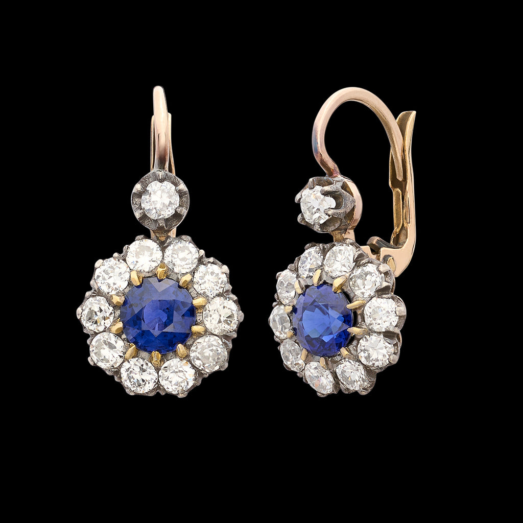 Elegant Sapphire & Diamond Dangle Earrings
