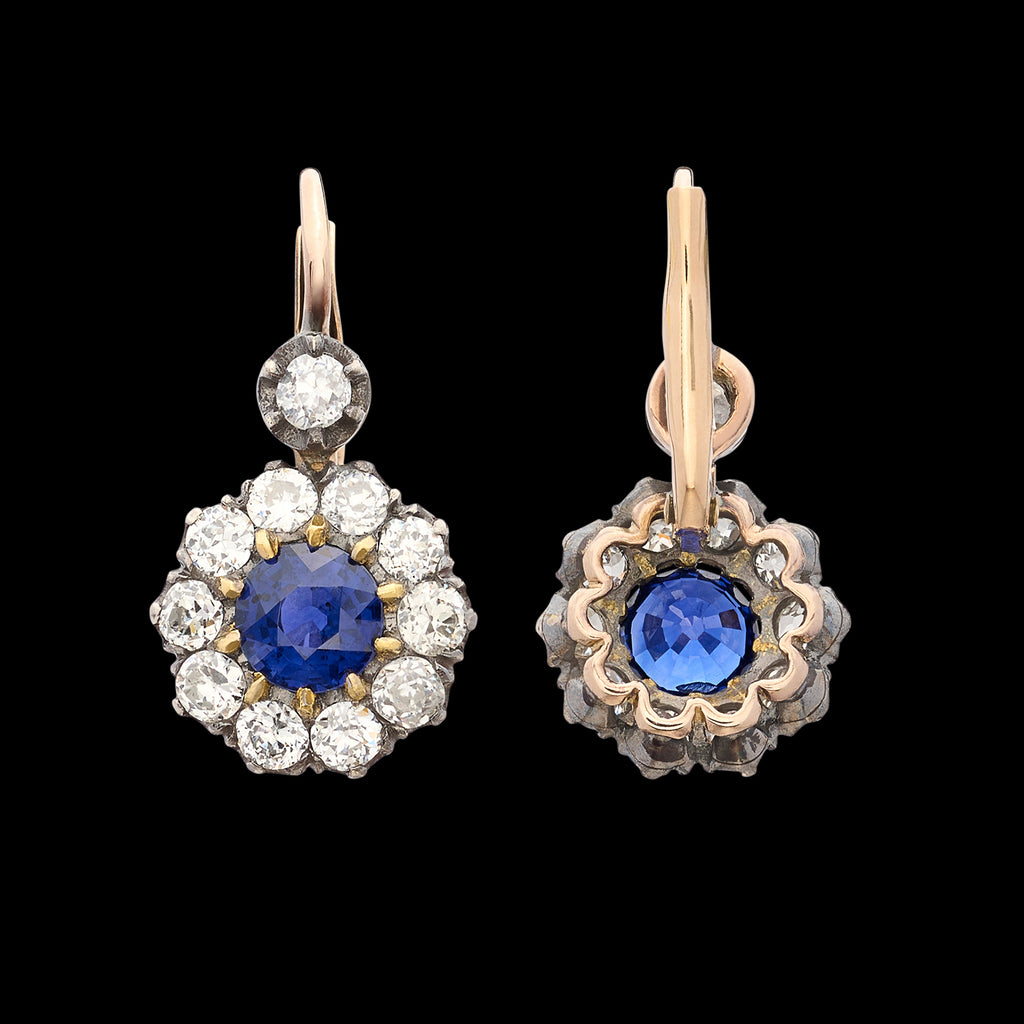 Elegant Sapphire & Diamond Dangle Earrings