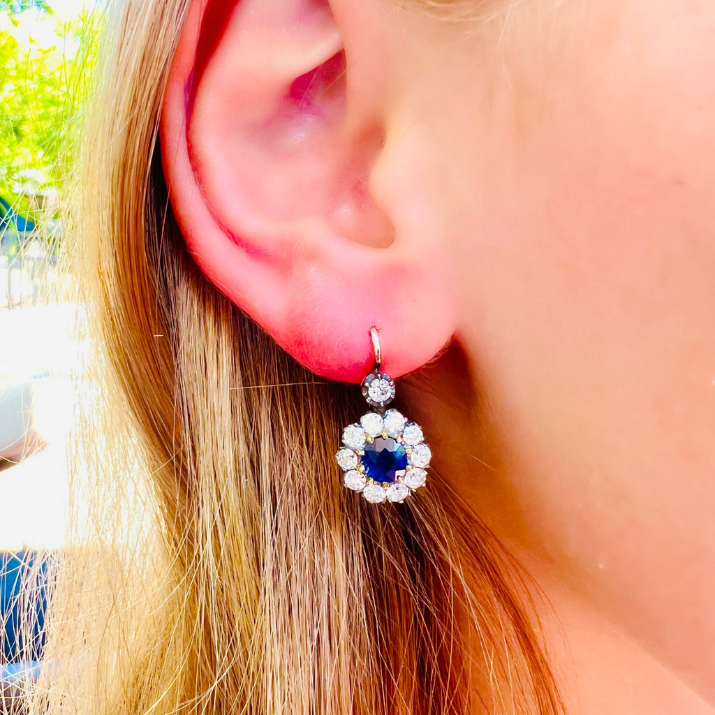Elegant Sapphire & Diamond Dangle Earrings