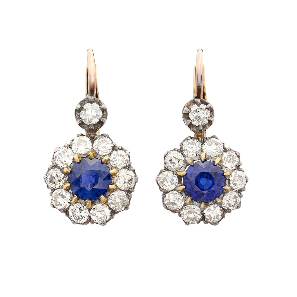 Elegant Sapphire & Diamond Dangle Earrings