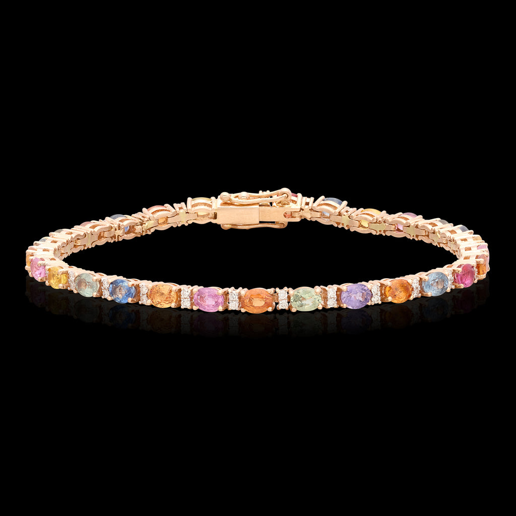 18kt Gold Multi-Colored Sapphire & Diamond Bracelet