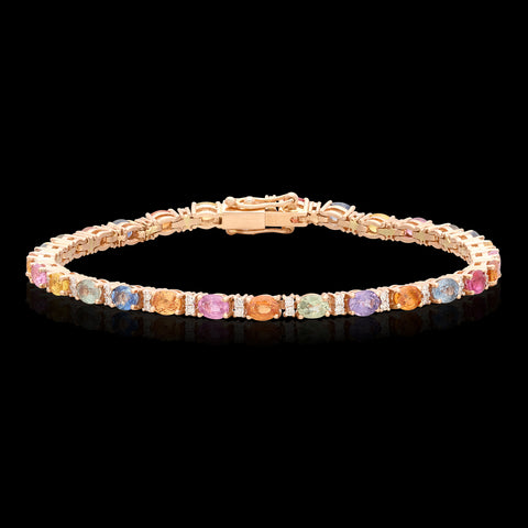 18kt Gold Multi-Colored Sapphire & Diamond Bracelet