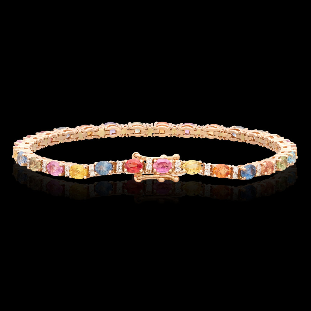 18kt Gold Multi-Colored Sapphire & Diamond Bracelet
