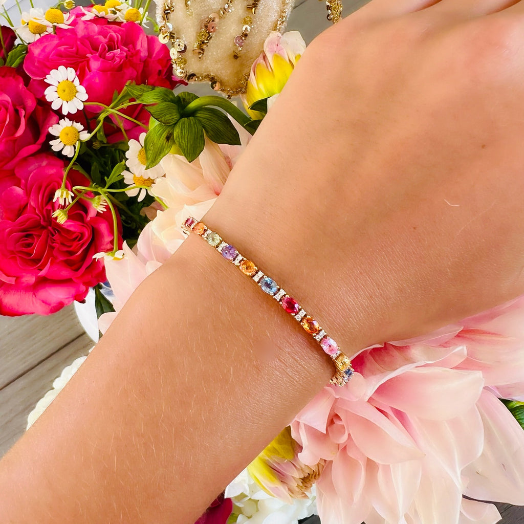 18kt Gold Multi-Colored Sapphire & Diamond Bracelet