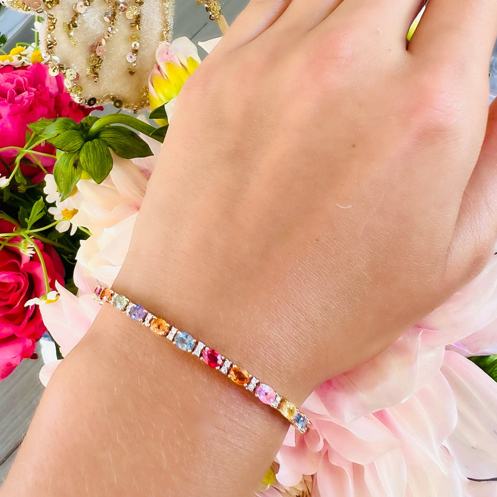 18kt Gold Multi-Colored Sapphire & Diamond Bracelet