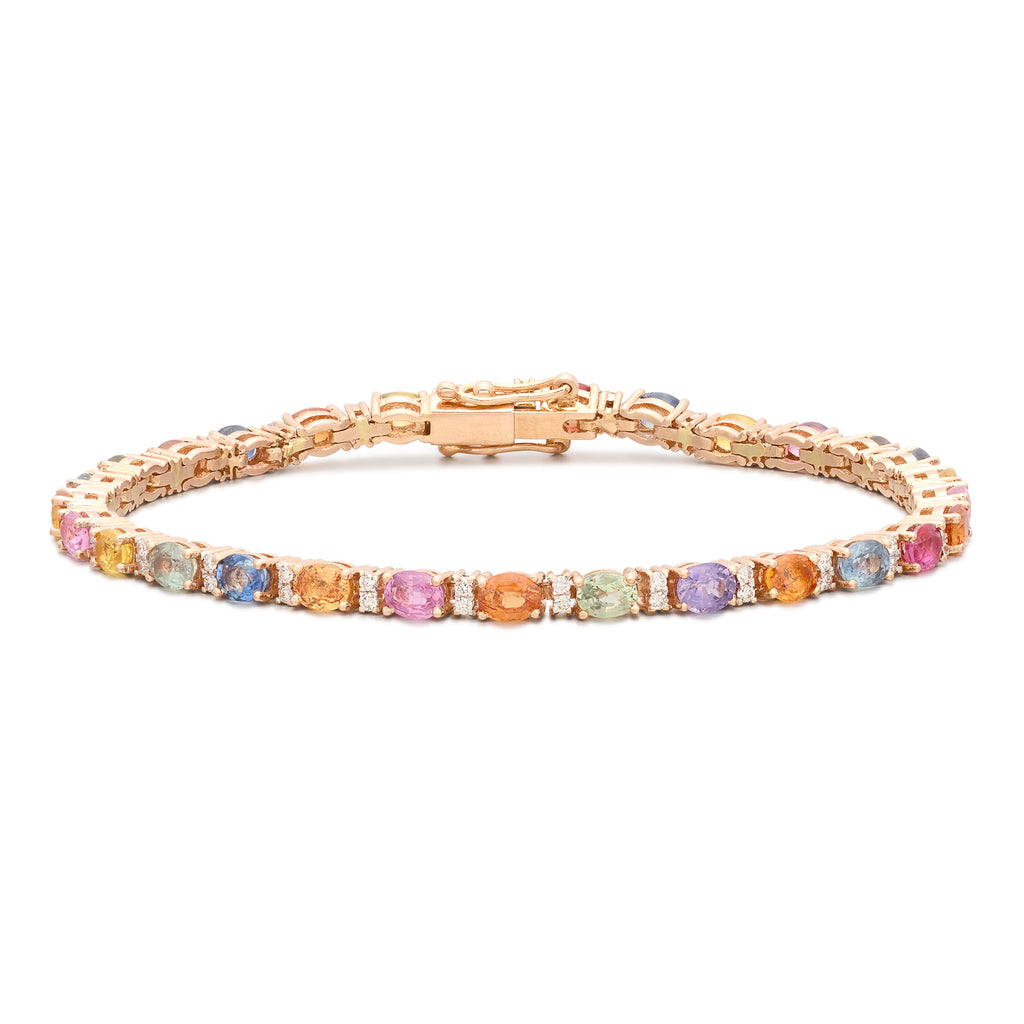 18kt Gold Multi-Colored Sapphire & Diamond Bracelet