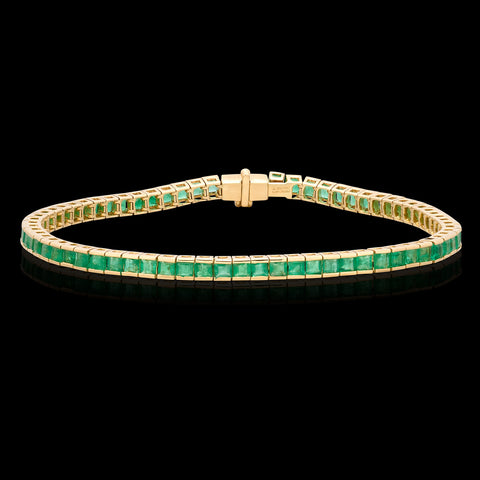 Yellow Gold Emerald Line Bracelet