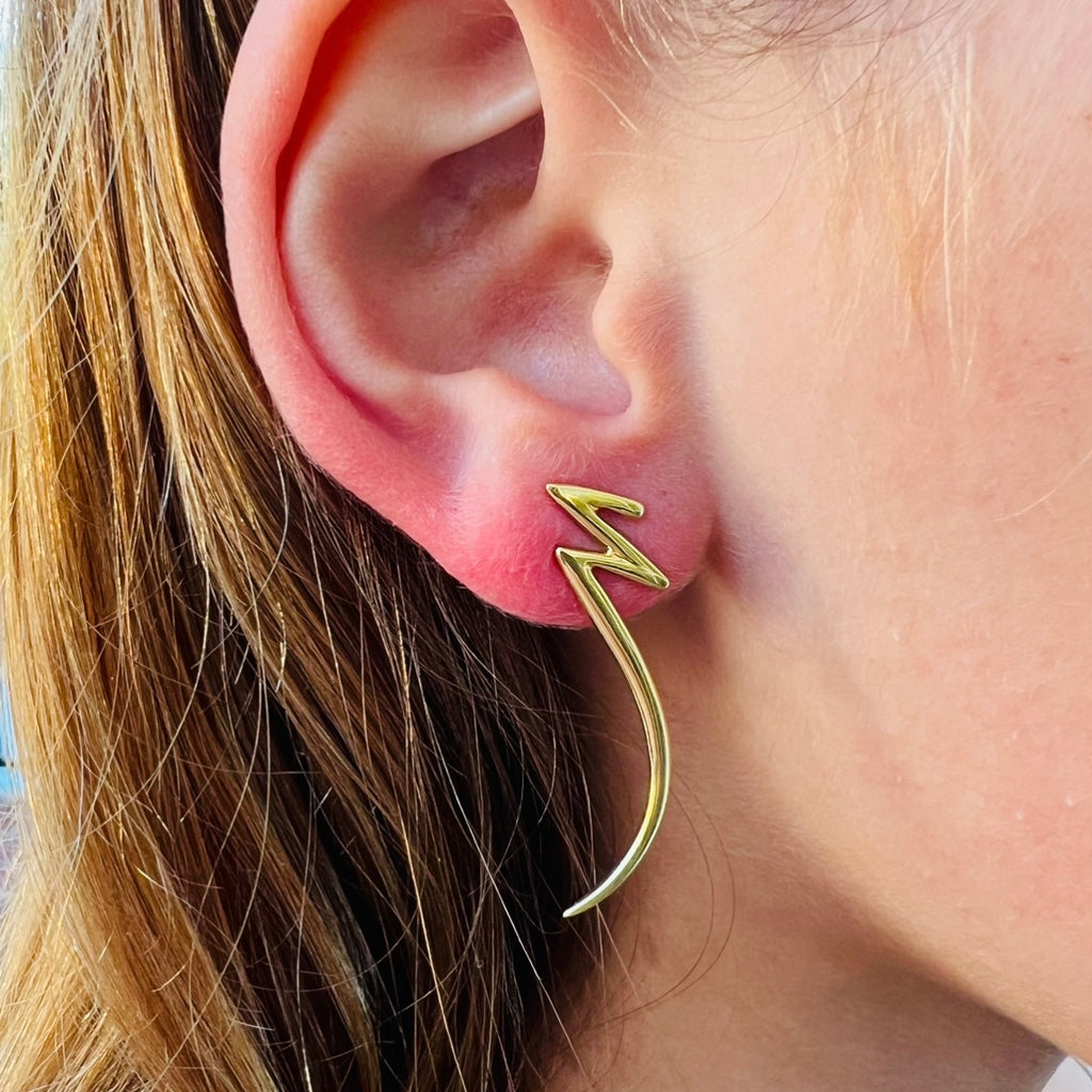 Yellow Gold "Lightening Bolt" Earrings by Tiffany & Co