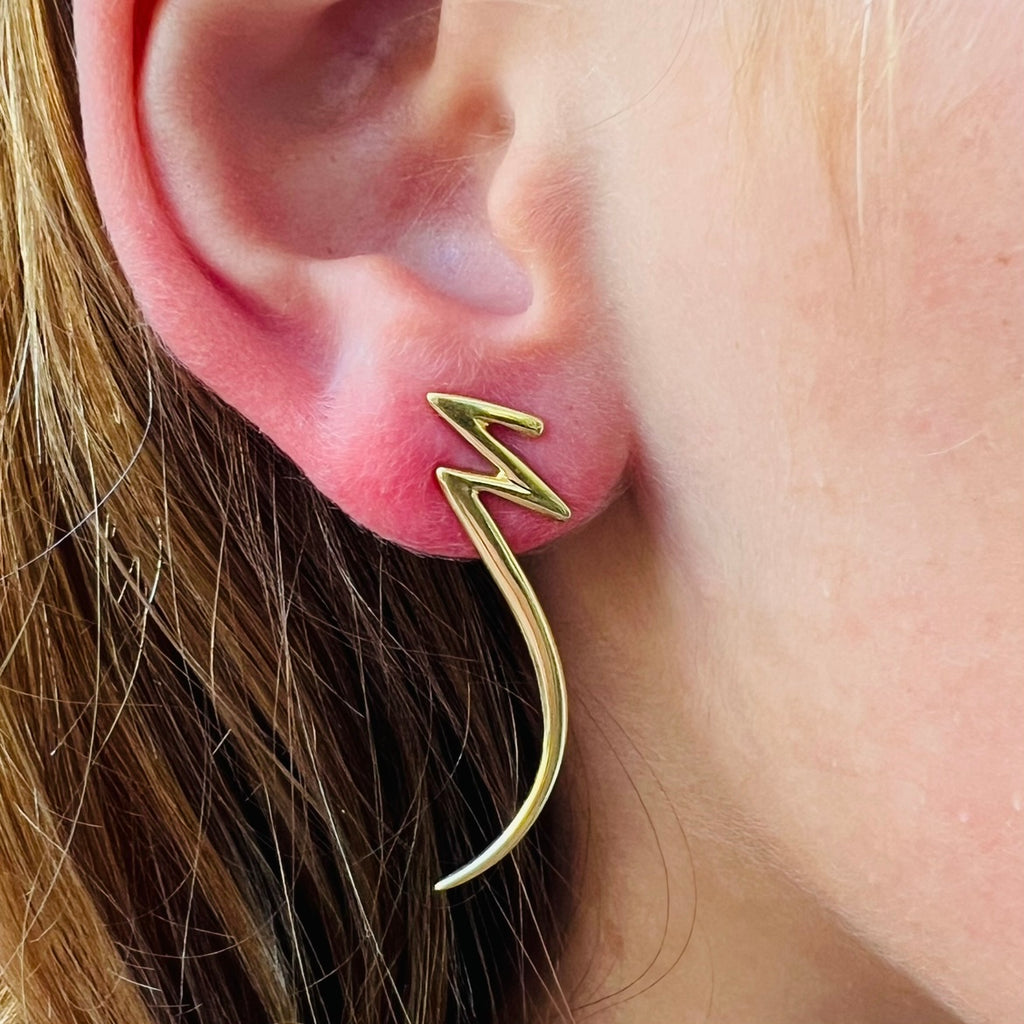 Yellow Gold "Lightening Bolt" Earrings by Tiffany & Co
