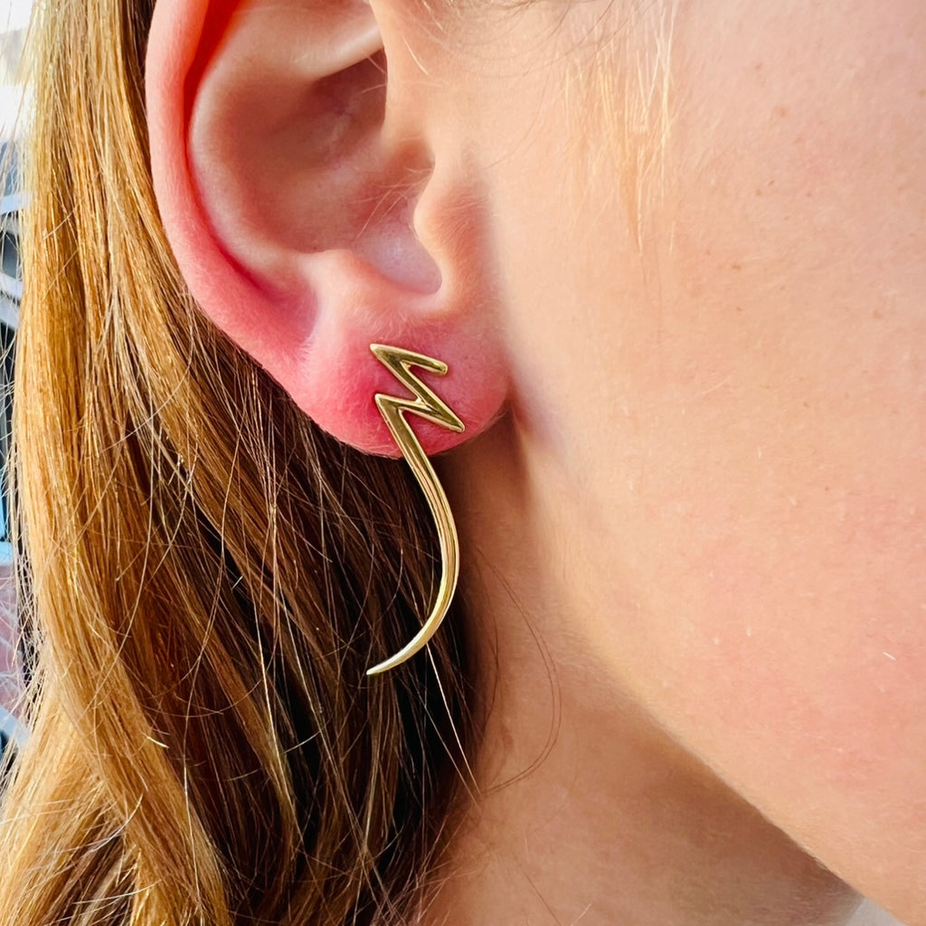 Yellow Gold "Lightening Bolt" Earrings by Tiffany & Co