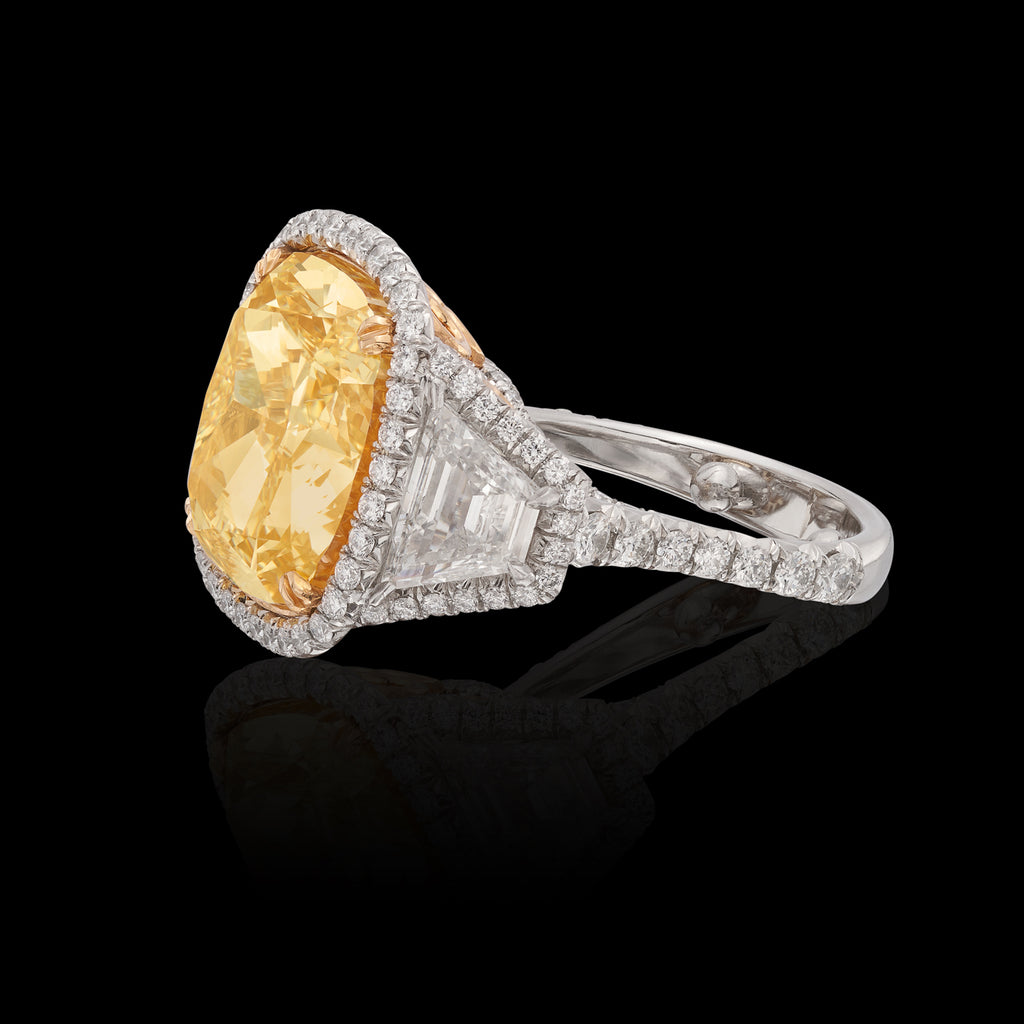 Stunning Fancy Yellow 15.37ct Cushion Diamond Ring