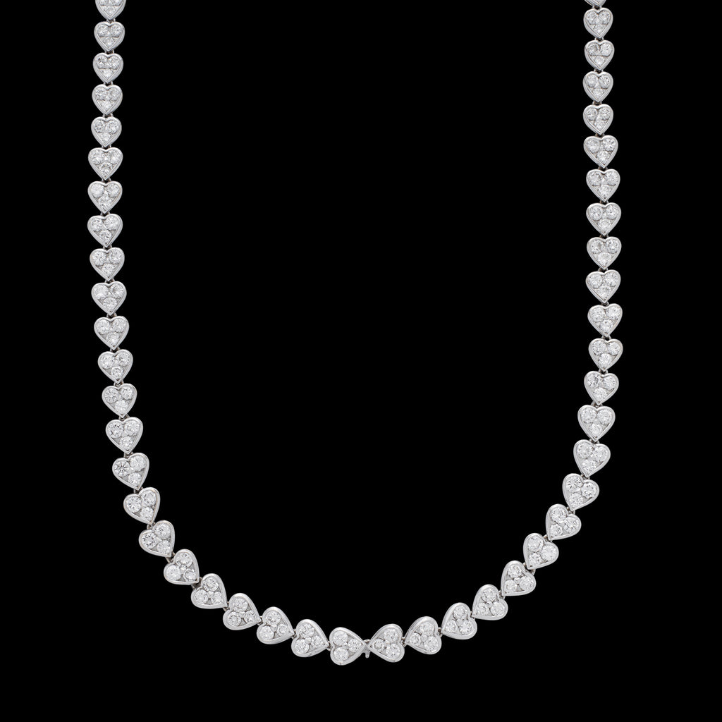 18k Gold and Diamond Heart Link Necklace, Signed VCA